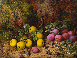 Still Life of Yellow Apples, Plums and Raspberries - George Clare
