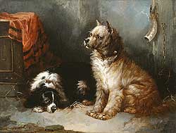 A Terrier and a King Charles Spaniel - George Armfield